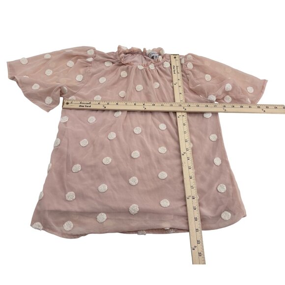 Yuni Yuni Los Angeles Womens beige Polka Dot Sheer Top M - Picture 4 of 6